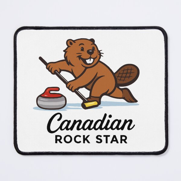 Item preview, Canadian Rock Star – Funny Beaver Curling Cartoon | Cute Canadian Winter Sports Illustration designed and sold by BrainBubbleArt.
