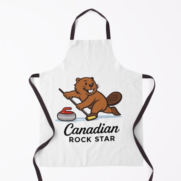 Item preview, Canadian Rock Star – Funny Beaver Curling Cartoon | Cute Canadian Winter Sports Illustration designed and sold by BrainBubbleArt.