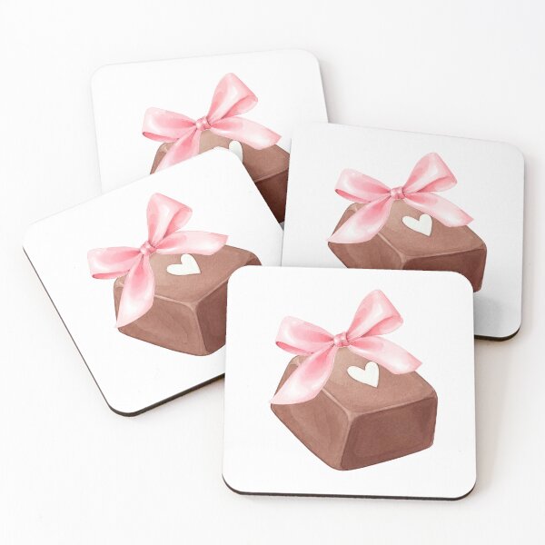 Item preview, Watercolor Valentine’s Day Heart Chocolate with Pink Bow – Coquette Love Aesthetic designed and sold by DivinePassion.