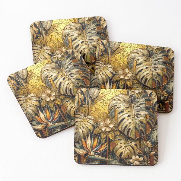 Item preview, Golden jungle icons. Neo Art Deco Botanical Wall Art designed and sold by casaloomaria.