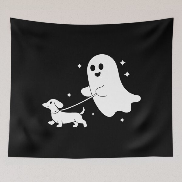 Item preview, Cute Ghost Walking a Dog – Funny Spooky Halloween Dog Lover Art designed and sold by BrainBubbleArt.