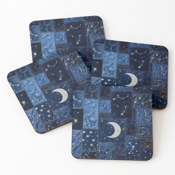 Item preview, Celestial Patchwork: Midnight Constellations and Crescent Moon designed and sold by CharlieDesings.