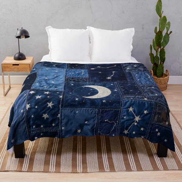 Item preview, Celestial Patchwork: Midnight Constellations and Crescent Moon designed and sold by CharlieDesings.