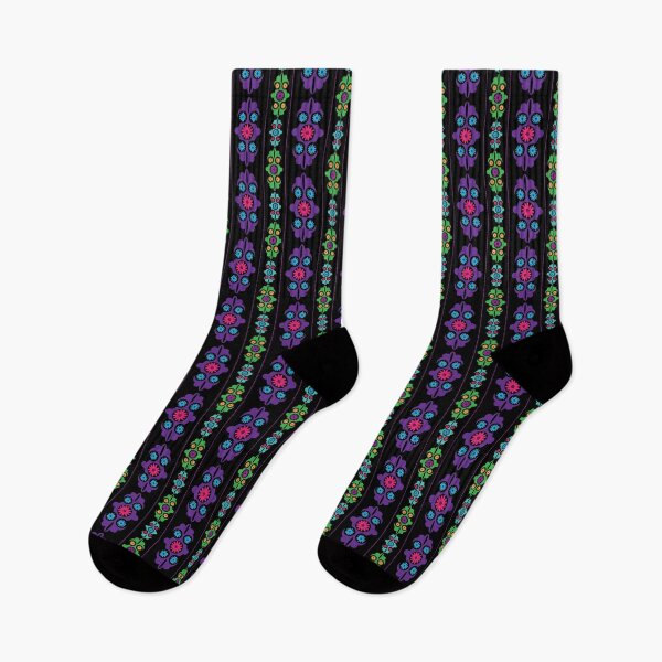 Item preview, Floral Gears Vertical Brights on Black designed and sold by Digitalmyth's Designs.