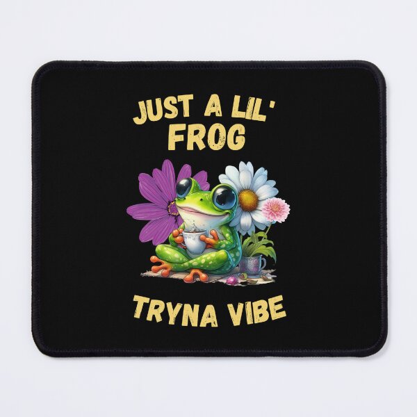 Item preview, Just a Lil’ Frog Tryna Vibe - Cute Frog Coffee Aesthetic Illustration designed and sold by Printiza_Land.