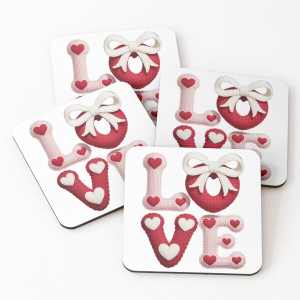 Item preview, Knitted LOVE Letters with Hearts and Bow - Valentine's Day Craft designed and sold by SellingWSarah17.