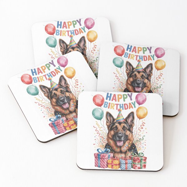 Item preview, Happy Birthday German Shepherd with Balloons and Gifts  designed and sold by SellingWSarah17.