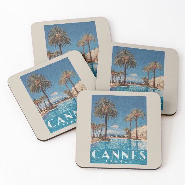 Item preview, Cannes France Coastal Mosaic - Luxury Riviera Pool and Palms Poster designed and sold by FrancophileFun.