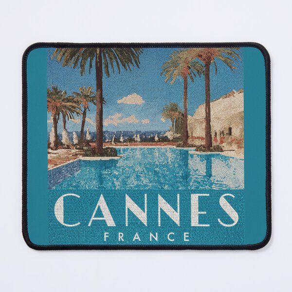 Item preview, Cannes France Coastal Mosaic - Luxury Riviera Pool and Palms Poster designed and sold by FrancophileFun.