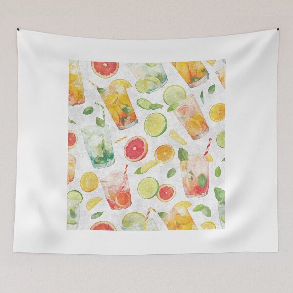 Item preview, WATERCOLOR CITRUS DRINKS PATTERN | FRESH SUMMER LEMONADE& MINT ILLUSTRATION designed and sold by Feyi123.