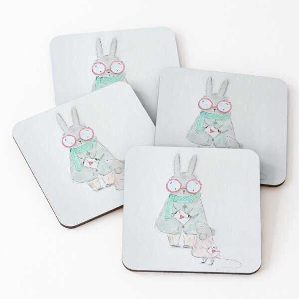 Item preview, Bunny and Mouse Exchanging Valentines | Seasonal Valentine's Day Art  designed and sold by AngelaMarieArt.