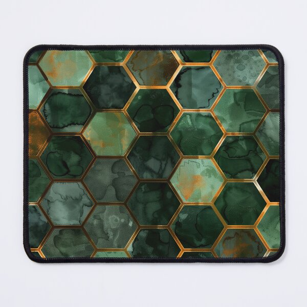 Item preview, Dark green honeycomb pattern with gold accents designed and sold by Letteraddicted.