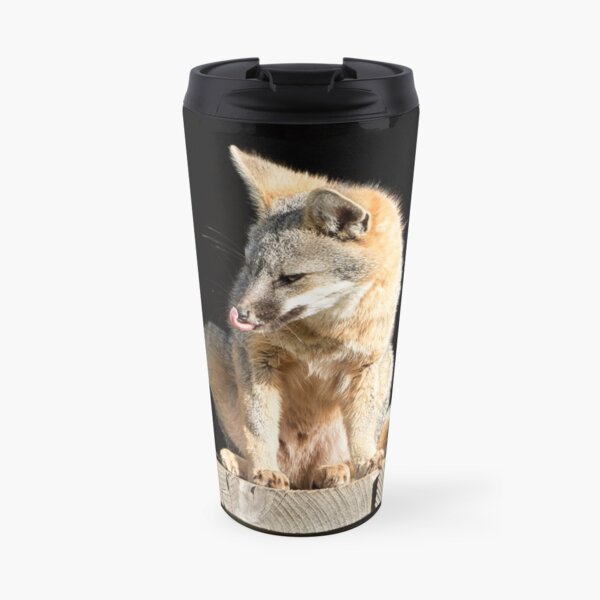Fox licks his sniffer Travel Mug