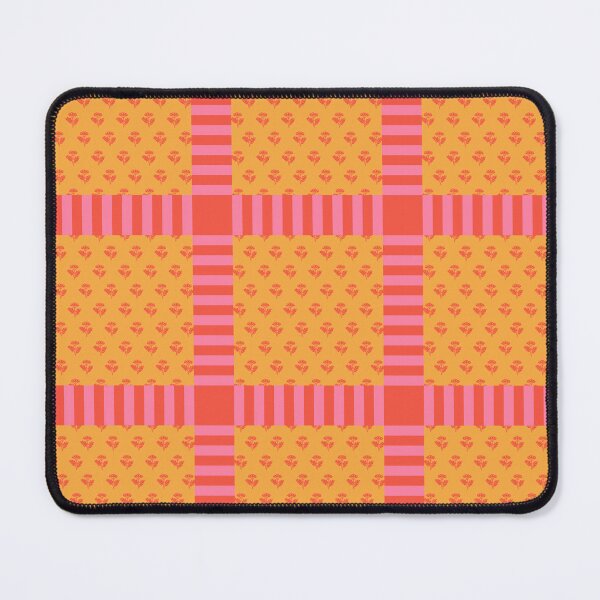 Item preview, Eclectic Cottage Floral Grid in Vibrant Pink Orange Yellow designed and sold by kierkegaard.