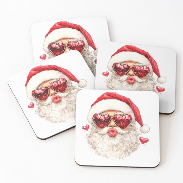 Item preview, Kiss Santa – Love-Struck Santa Claus in Heart Glasses designed and sold by KateVil.