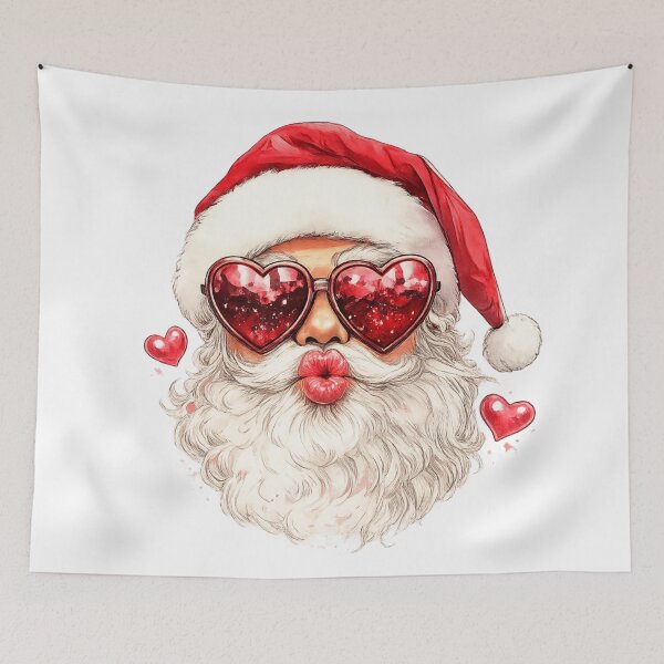 Item preview, Kiss Santa – Love-Struck Santa Claus in Heart Glasses designed and sold by KateVil.