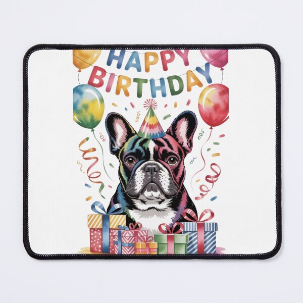 Item preview, Happy Birthday French Bulldog Rainbow - Colorful Party Dog Watercolor Art designed and sold by SellingWSarah17.