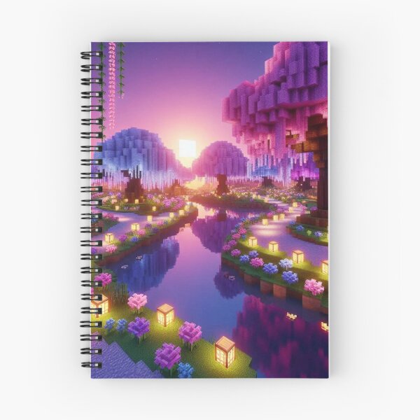 Item preview, Minecraft world, Japanese garden, cherry blossom trees, Japan, gaming, blue sky, pixel art, blocky digital landscape designed and sold by Sugar Wisdom .
