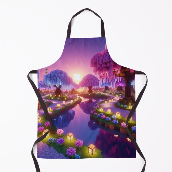Item preview, Minecraft world, Japanese garden, cherry blossom trees, Japan, gaming, blue sky, pixel art, blocky digital landscape designed and sold by Sugar Wisdom .