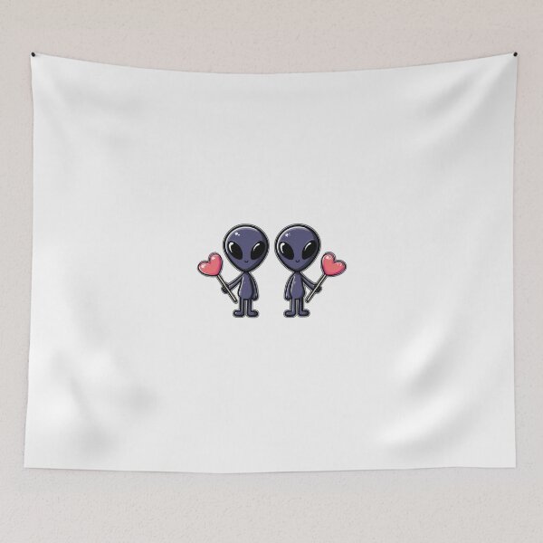 Item preview, Alien Couple Kawaii Heart Illustration for Valentine's Day Love designed and sold by BigStar-Cart.