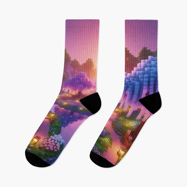 Item preview, Minecraft world, Japanese garden, cherry blossom trees, Japan, gaming, blue sky, pixel art, blocky digital landscape designed and sold by Sugar Wisdom .