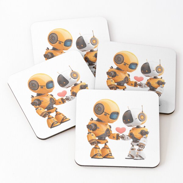 Item preview, Cute Robot Couple Holding Heart 3D Art Romantic Valentine's Day designed and sold by BigStar-Cart.