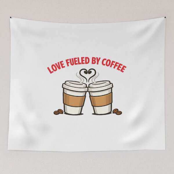 Item preview, Love Fueled By Coffee Minimal Couple Cups Valentine Design designed and sold by TAVINECOM.