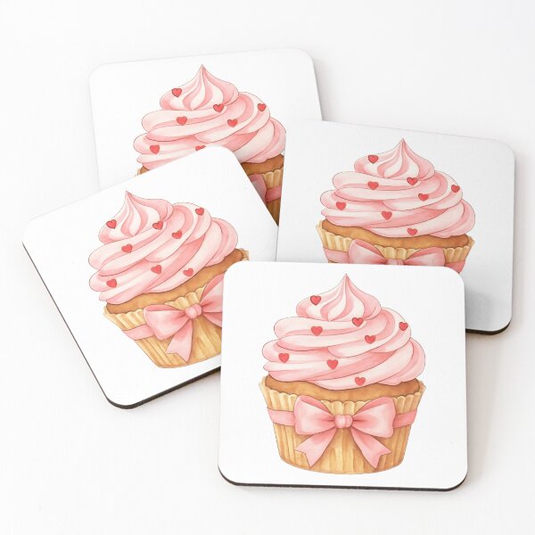 Item preview, Watercolor Valentine’s Day Pink Frosted Cupcake with Heart Sprinkles & Bow – Coquette Love Aesthetic designed and sold by DivinePassion.