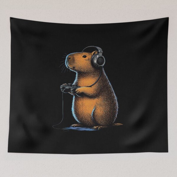 Item preview, Capybara Gamer with Headphones designed and sold by gear-posters.