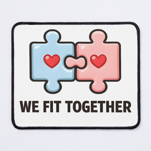 Item preview, We Fit Together Minimal Puzzle Hearts Valentine Design designed and sold by TAVINECOM.