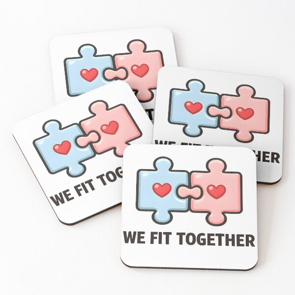 Item preview, We Fit Together Minimal Puzzle Hearts Valentine Design designed and sold by TAVINECOM.