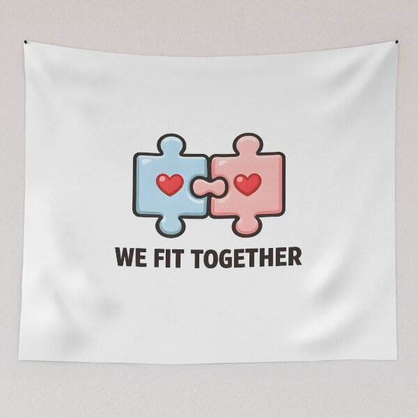 Item preview, We Fit Together Minimal Puzzle Hearts Valentine Design designed and sold by TAVINECOM.