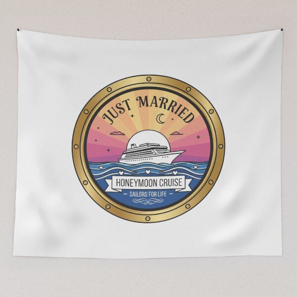 Item preview, Just Married Honeymoon Cruise – Modern Tropical Nautical Graphic designed and sold by Wear Sculpt.