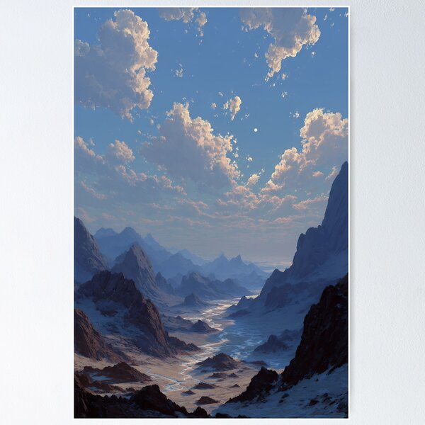 Item preview, Epic Valley Under Giant Peach Clouds – Surreal Mountain Dream designed and sold by EK-World.