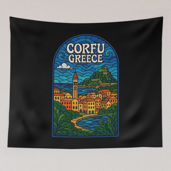 Item preview, Corfu Island Greece Stained Glass Art designed and sold by TomFrontierArt.