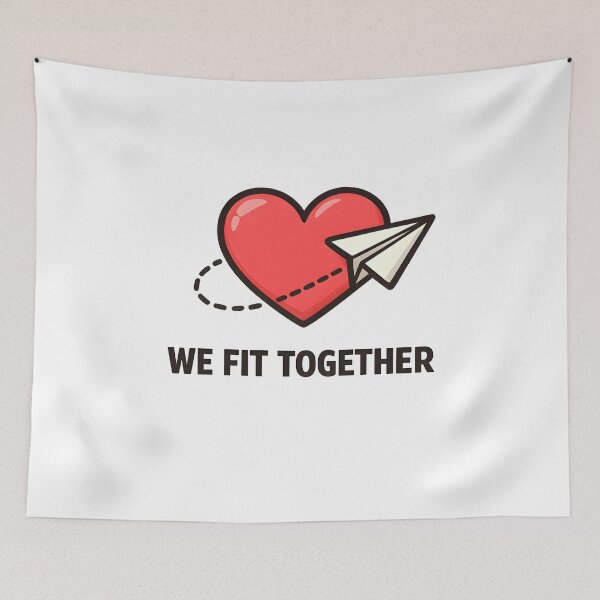 Item preview, Paper Plane Heart Minimal Romantic Couples Design designed and sold by TAVINECOM.