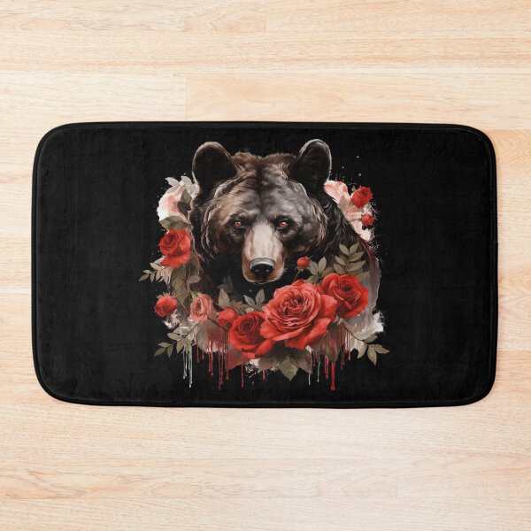 Item preview, Gothic Rose Bear – Dark Floral Wildlife Art designed and sold by TheInkRaven.