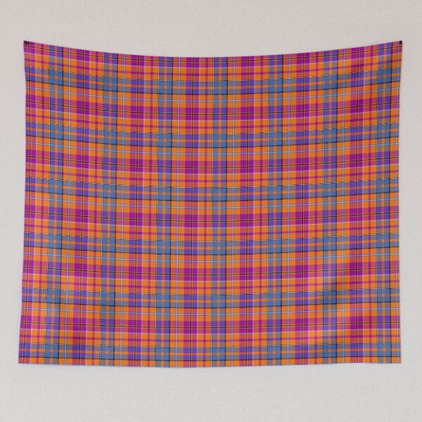 Item preview, Blue and Purple Tartan Plaid On Orange Background  designed and sold by PatternTitan.