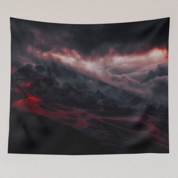 Item preview, Fiery Volcanic Eruption at Night – Dramatic Lava Flow designed and sold by EK-World.