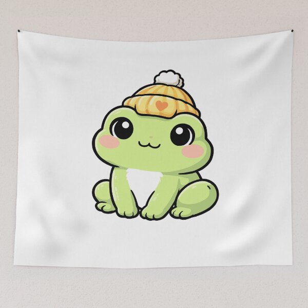 Item preview, Kawaii Frog with Beanie – Cute Cozy Frog Illustration designed and sold by CozyCritterShop.