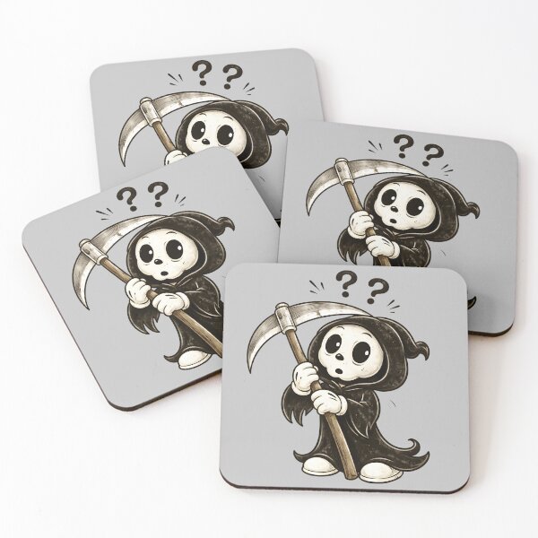 Item preview, Cute Confused Grim Reaper – Vintage Cartoon Illustration designed and sold by ExpertEsche.
