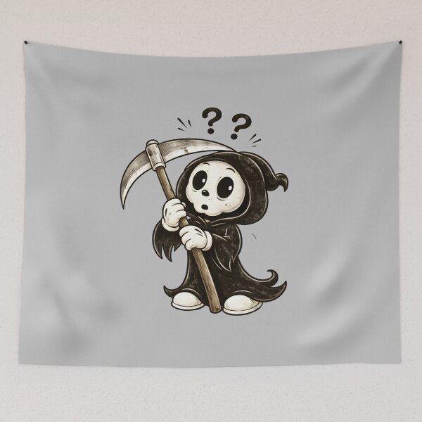 Item preview, Cute Confused Grim Reaper – Vintage Cartoon Illustration designed and sold by ExpertEsche.