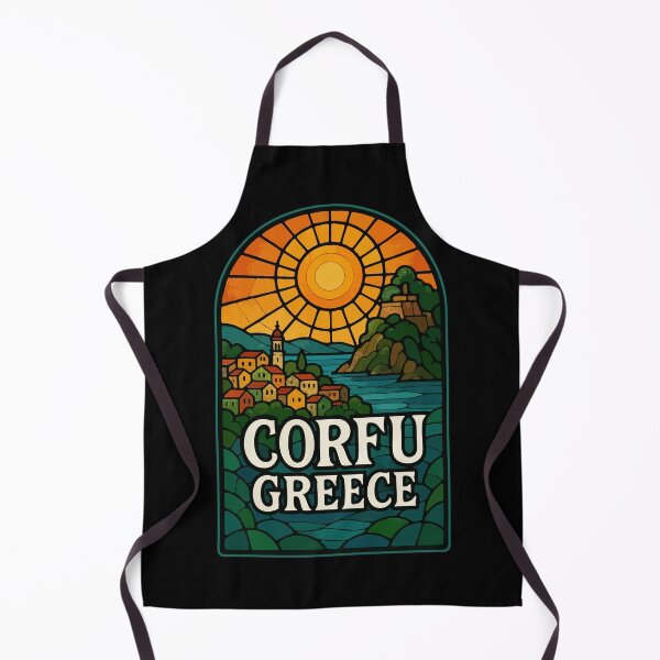 Item preview, Corfu Island Greece Retro Stained Glass Travel designed and sold by TomFrontierArt.