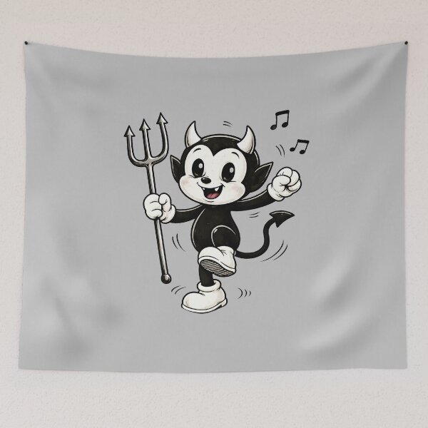Item preview, Cute Dancing Devil – Vintage Cartoon Rubber Pants Illustration designed and sold by ExpertEsche.
