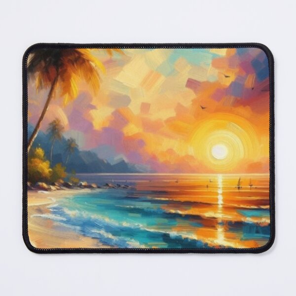 Item preview, Tropical sunset with palm trees and sparkling sea designed and sold by miamoonedits.