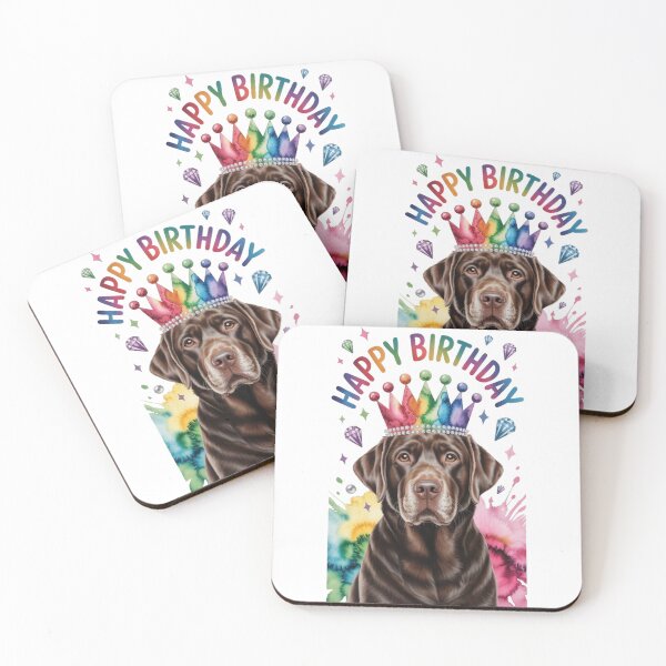 Item preview, Happy Birthday Chocolate Labrador Retriever Dog - Cute Chocolate Lab Birthday for Dog Lovers designed and sold by SellingWSarah17.