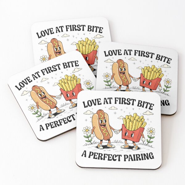 Item preview, Love at First Bite – Cute Hot Dog and Fries Couple Illustration designed and sold by Senkov.