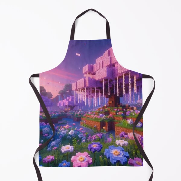 Item preview, Minecraft world, Japanese garden, cherry blossom trees, Japan, gaming, blue sky, pixel art, blocky digital landscape designed and sold by Sugar Wisdom .