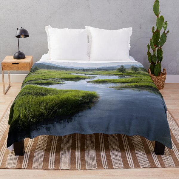 Item preview, Serene Alpine River Valley – Lush Green Meadow & Mountain Mist designed and sold by EK-World.