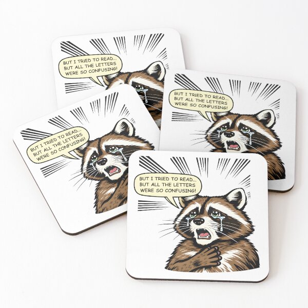 Item preview, Confused Raccoon Reading Meme | Funny Crying Raccoon Illustration designed and sold by Senkov.